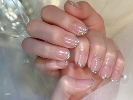 ショートネイル◎ガラスフレンチ