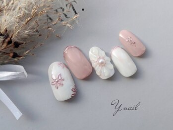 ワイネイル(Y.nail)/フラワーミラーデザイン