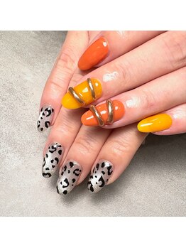 ラキネイル(LAKI Nail)/ヒョウ柄×リングネイル