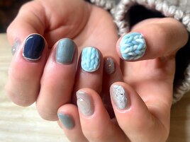 ニット ちぐはぐ クリアネイル