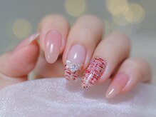 幻之花ネイル/ツイードネイル　フレンチ