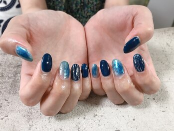 モグネイル(Mogunail)/7月定額A ブルー夏ネイル