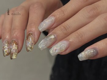 アイネイルズ 吉祥寺店(I nails)/キラキラ奥行天然石ネイル