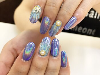 ネイルサロン ジュネイル(NAIL SALON JUNAIL)/濃ブルー×ユニコーン×鱗