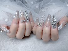スノーネイルサロン 新宿店(Snow nail salon)/ツイードラメリボン埋め尽くし