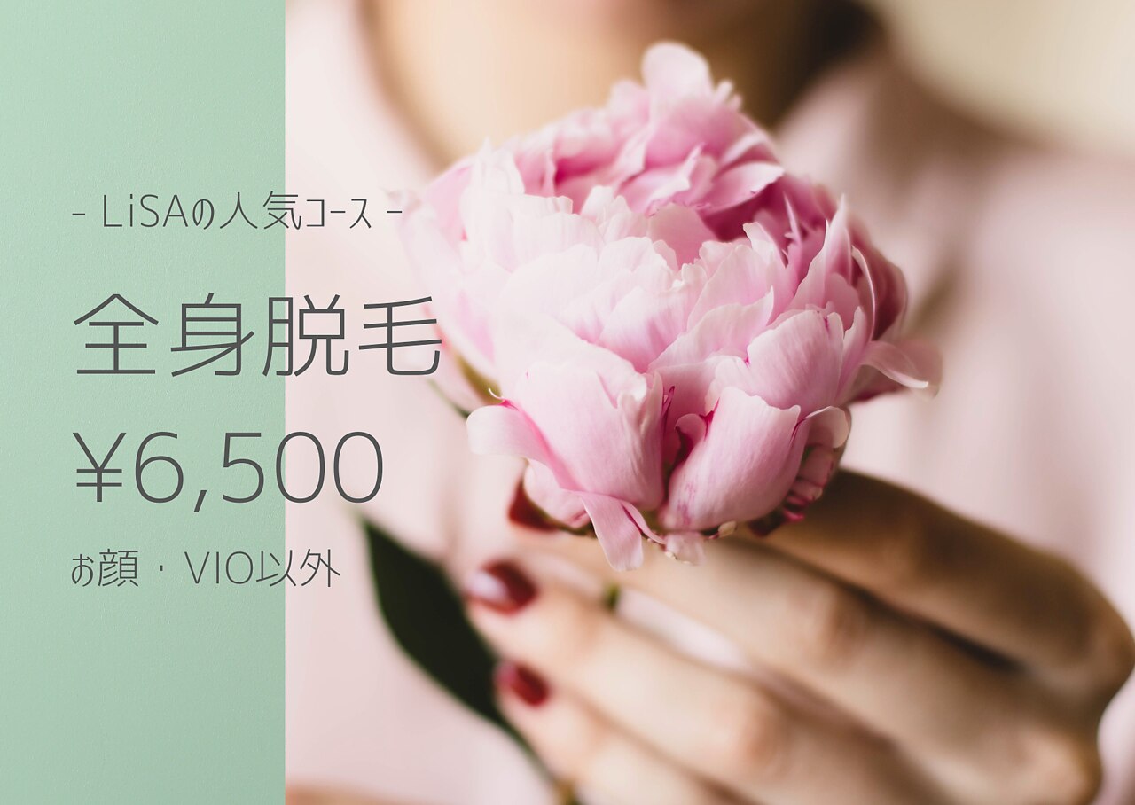 女性全身脱毛（顔・VIO無し）\6,500
