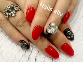 Vカットストーン×メタルパーツ