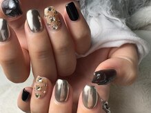 ヨヘン 芦屋店(YoHen)/黒×ミラーネイル