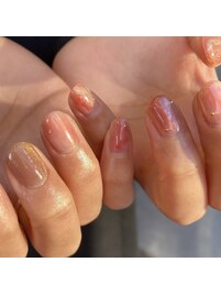 桃ネイル×チーク【newiネイル】