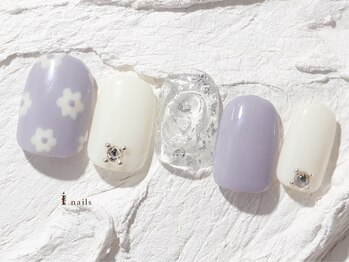 ジェミーネイル エビス(Jemiy nail ebisu)/手書きお花ラメ天然石7585yen