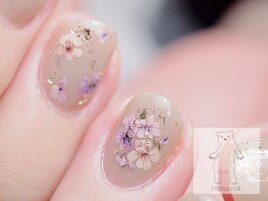 春ネイル 押し花ネイル