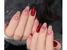 クリスタルネイルサロン(Crystal Nail)/リボンネイル　ドットネイル