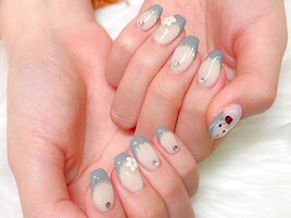 グレーフレンチ/立体フラワー/3D