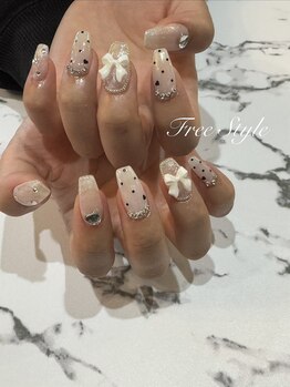 ☆韓国風リボン×ドットネイル☆