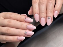 Lily Nail Atelier【リリーネイルアトリエ】長さ出し/持ち込みデザイン/マグネットの雰囲気(肌なじみの良いピンクカラーで、品よく魅せる大人ネイル.*)