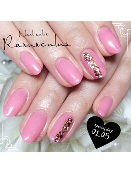 ラナンキュラス(Ranunculus)/ピンク☆Nail