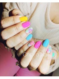 カラフルフラワーネイル