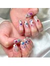 キラキラストーンネイル☆*。