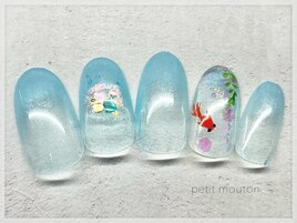 【キラキラ金魚ネイル】