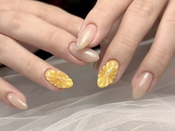 ひまわり風ぷっくりフラワー