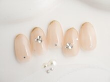 ホワイトネイル 京都河原町店(WHITE NAIL)/大人ヌーディー/ゴールドライン