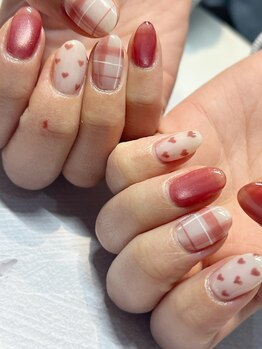 リシェリ(Richer)/ハート×チェックネイル