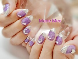 ラメ×ミラーガラスフレンチ