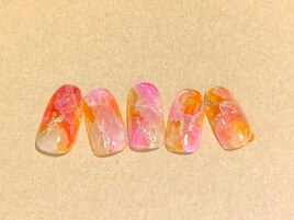 紫×橙のネイル(ハロウィン)