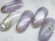 チェリーズネイル(Cherrys Nail)/パープル華やかマグネットネイル