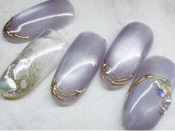 チェリーズネイル(Cherrys Nail)/パープル華やかマグネットネイル