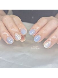 先取り秋！ブルーチェックネイル