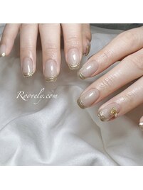ミラーフレンチバタフライネイル