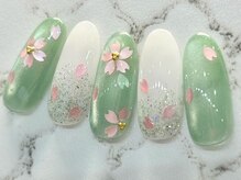 チェリーズネイル(Cherrys Nail)/マグネット 緑色 桜 春ネイル