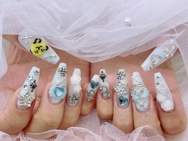 水色 パーツゴテゴテネイル