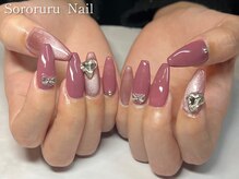ソロルル ネイル(Sororuru Nail)/ピンクパープル×ハートビジュー