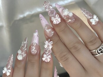 姫ギャルピンクフレンチネイル