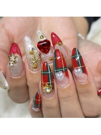 クリスマスネイル☆チェック柄