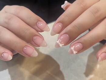 ピンク リボン ガーリーネイル