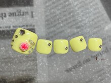 アイネイルズ 横浜EAST店(I-nails)/イエロー薔薇フットネイル