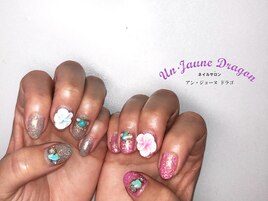 【自爪ネイル】プルメリアネイル