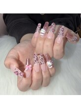 福松学園/ヒョウ柄キティ風ネイル