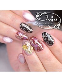 お正月ネイル　蒔絵ネイル