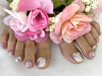 ディーネイル 四条烏丸(D-nail)/【山田】お花×ラメ