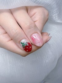 いちごネイル可愛い