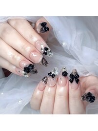 レースネイル×リボン