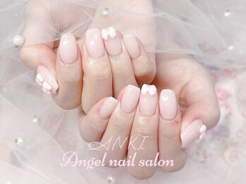 エンジェルネイルサロン(Angel nail salon)/ピンクX小さいリボン