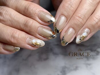 グレース ネイルズ(GRACE nails)/大人のガラスフレンチ