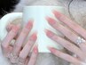 【チップ長さだし】★韓国風チークネイル★ストーン10個つけ