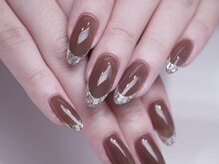 ネイルズ バイ ユイ 外苑前(Nails by Yui)/ブラウンガラスフレンチネイル