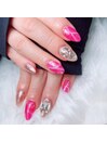 派手かわ pink bijou nail 